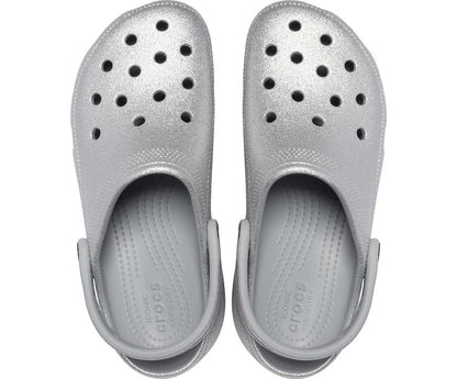 Women Classic Platform Glitter Clog Silver | Crocs Clogs