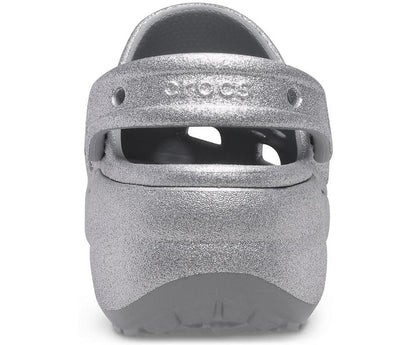 Women Classic Platform Glitter Clog Silver | Crocs Clogs
