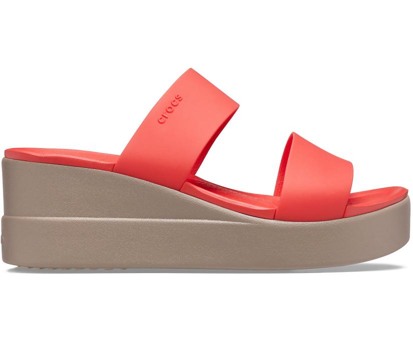 Women Crocs Brooklyn Mid Wedge Flame / Mushroom | Crocs Sandals