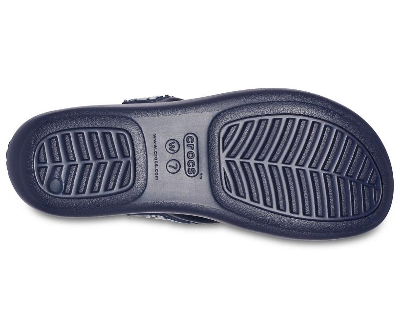 Women Crocs Monterey Beaded Wedge Flip Navy | Crocs Sandals