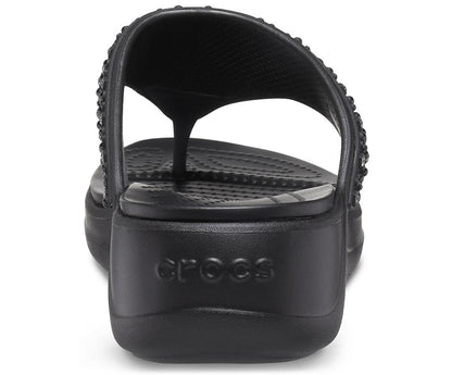 Women Crocs Monterey Shimmer Wedge Flip Black | Crocs Sandals