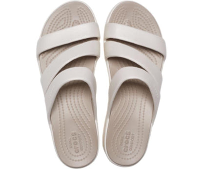 Women Crocs Monterey Strappy Wedge Oyster | Crocs Sandals