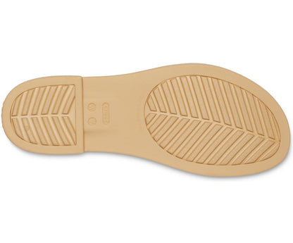 Women Crocs Tulum Open Flat Black / Tan | Crocs Sandals
