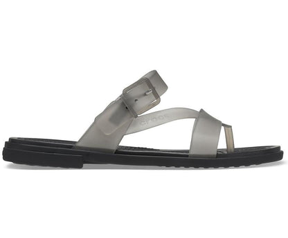Women Crocs Tulum Translucent Toe Post Black | Crocs Sandals