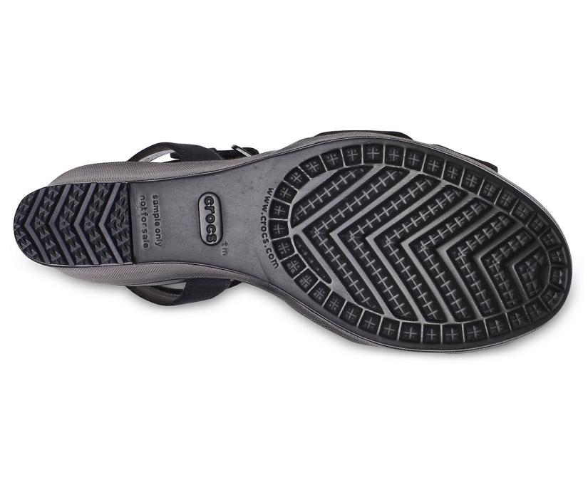 Women Leigh II Cross-Strap Ankle Wedge Black / Black | Crocs Wedges