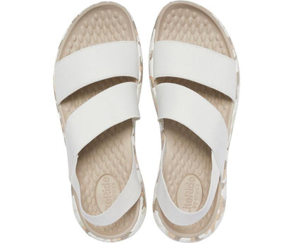 Women LiteRide™ Printed Camo Stretch Sandal Almost White | Crocs Sandals